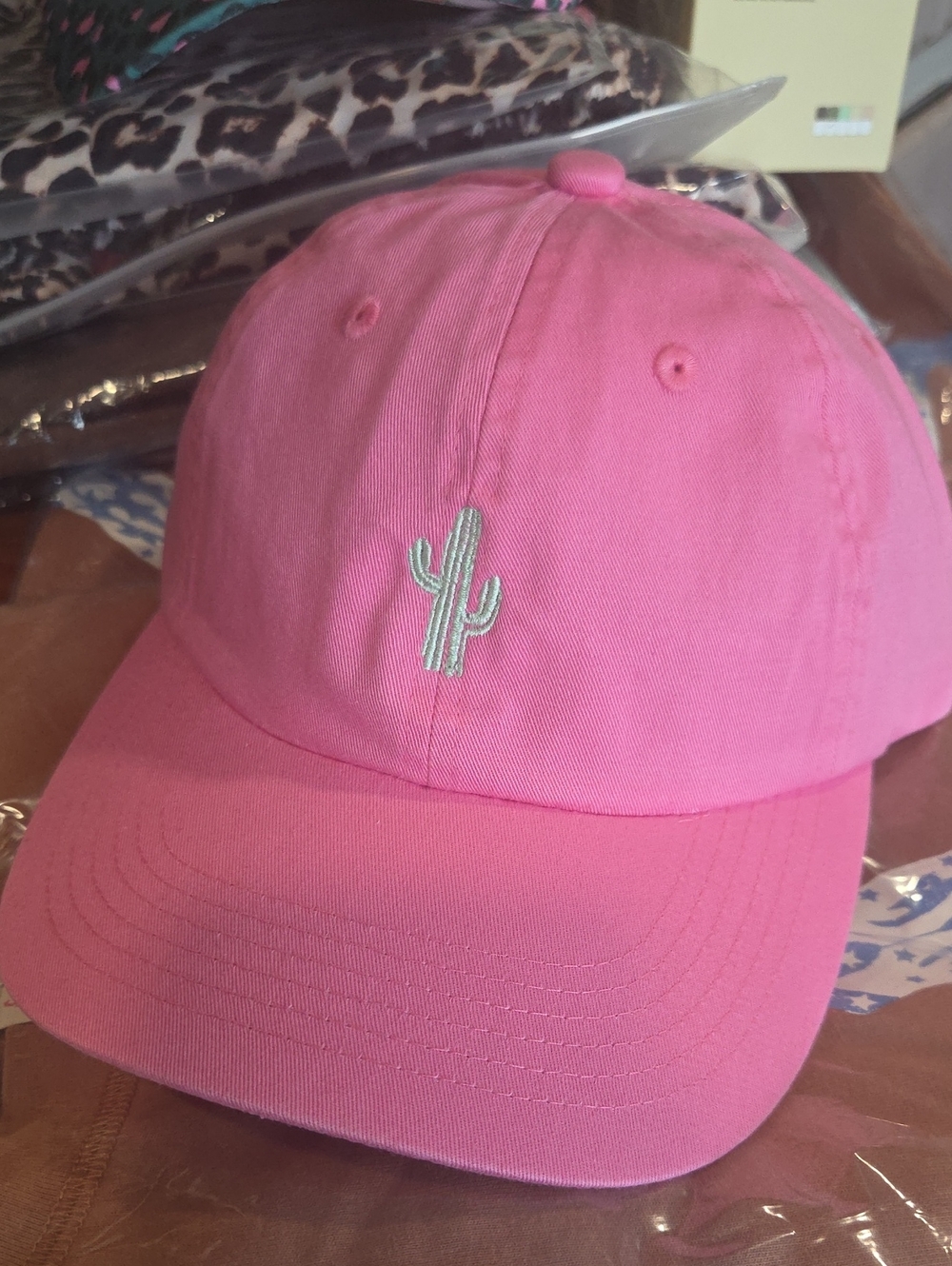 Pink Cactus Embroidered Baseball Cap